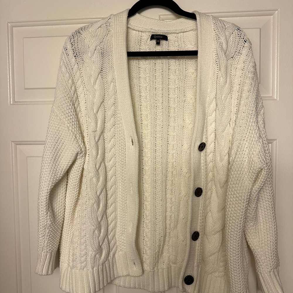 Quince 100% Organic Cotton Oversized Cable Cardigan - XS
